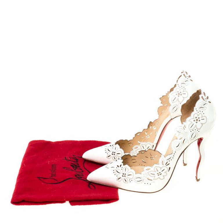 Leather heels Christian Louboutin White size 40 EU in Leather - 13633377