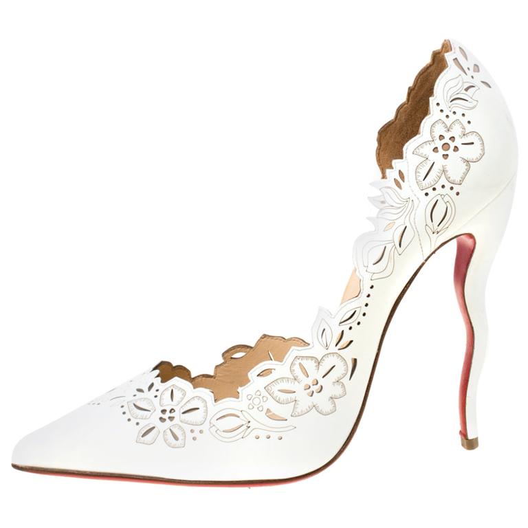 Christian Louboutin White Patent Leather Beloved 100 Laser Pumps Size 40 Sale at 1stDibs | white louboutin heels, christian louboutin heels, christian louboutin white heels