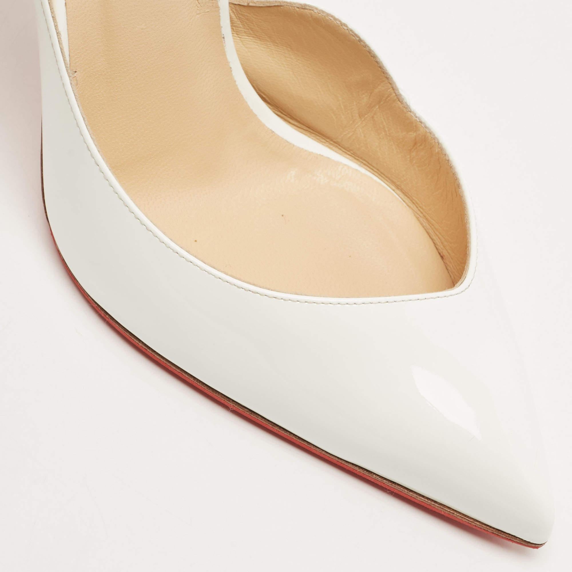 Women's Christian Louboutin White Patent Leather Dalida Pumps Size 40