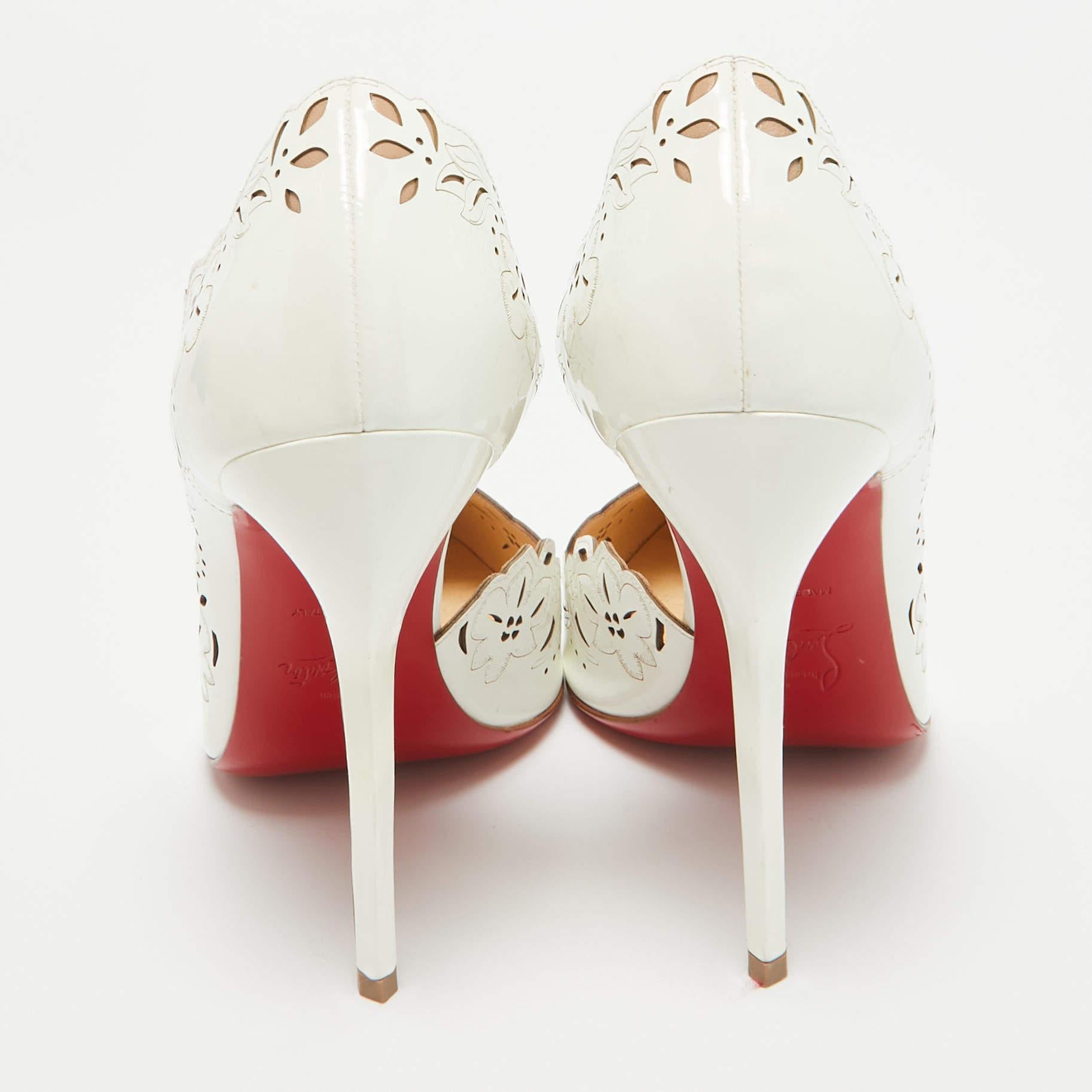 Women's Christian Louboutin White Patent Leather D'orsay Pumps Size 40