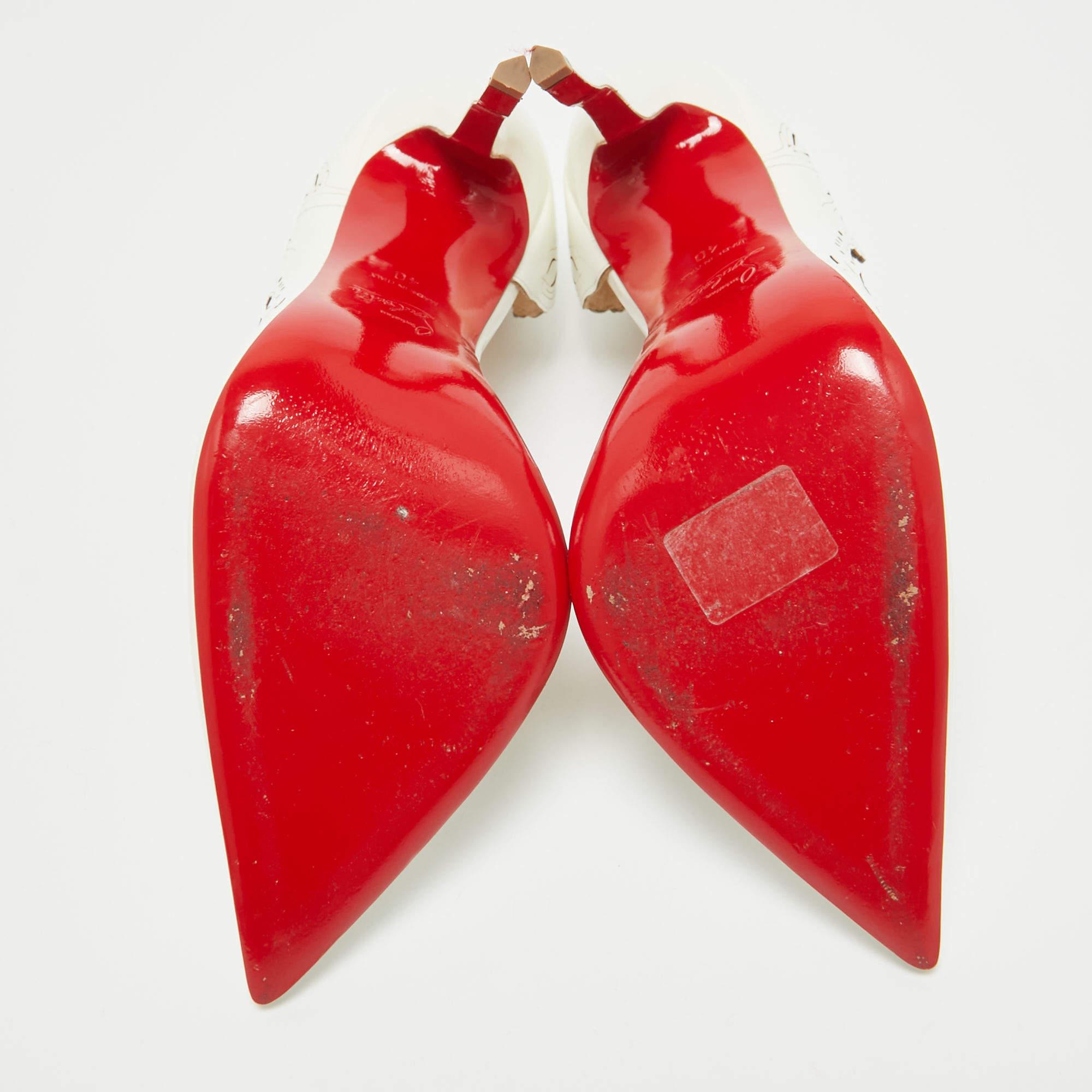 Christian Louboutin White Patent Leather D'orsay Pumps Size 40 1