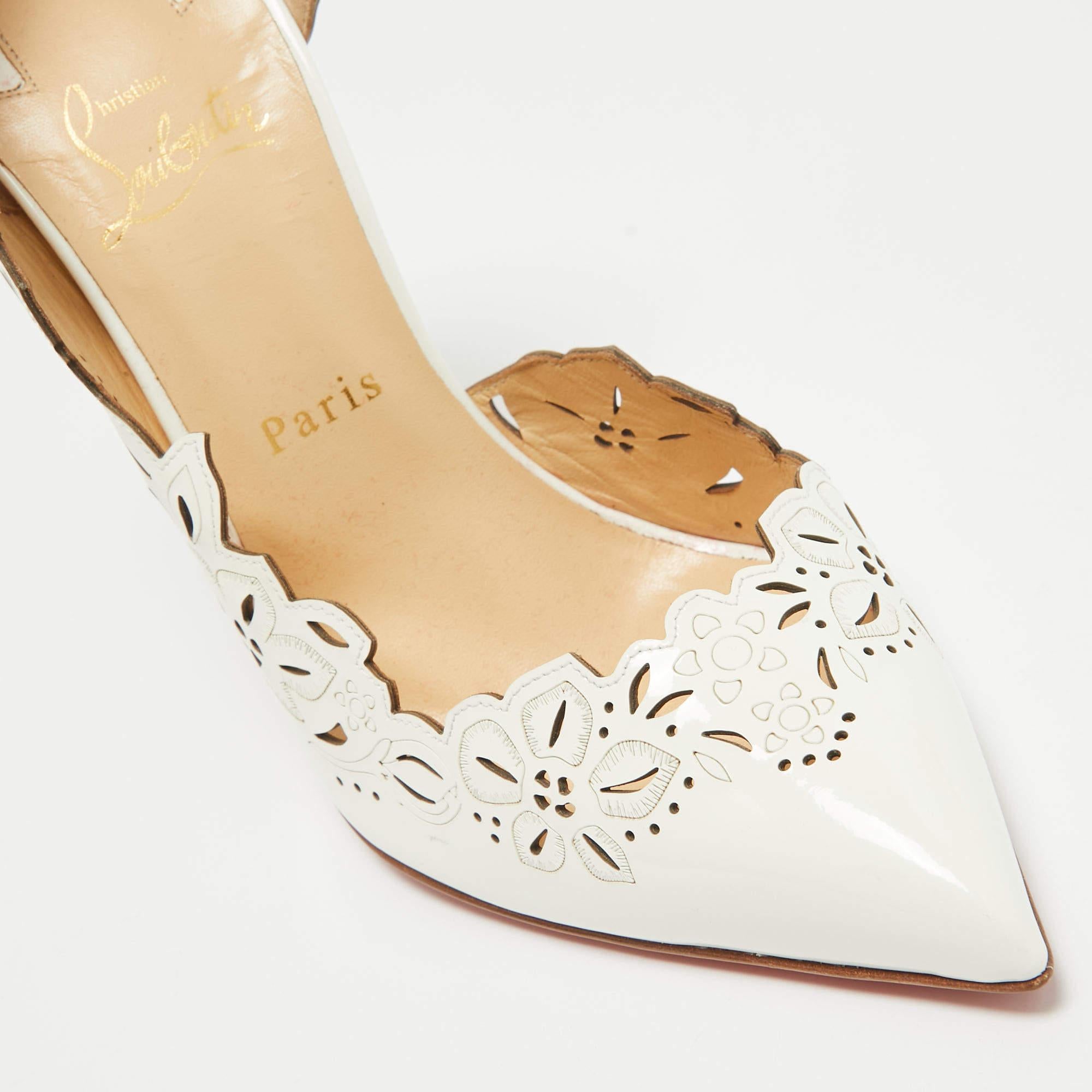 Christian Louboutin White Patent Leather D'orsay Pumps Size 40 2