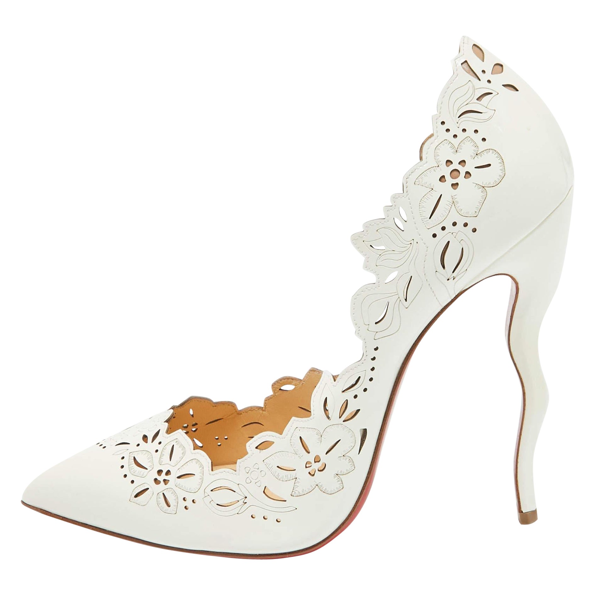 Christian Louboutin White Patent Leather D
orsay Pumps Size 40