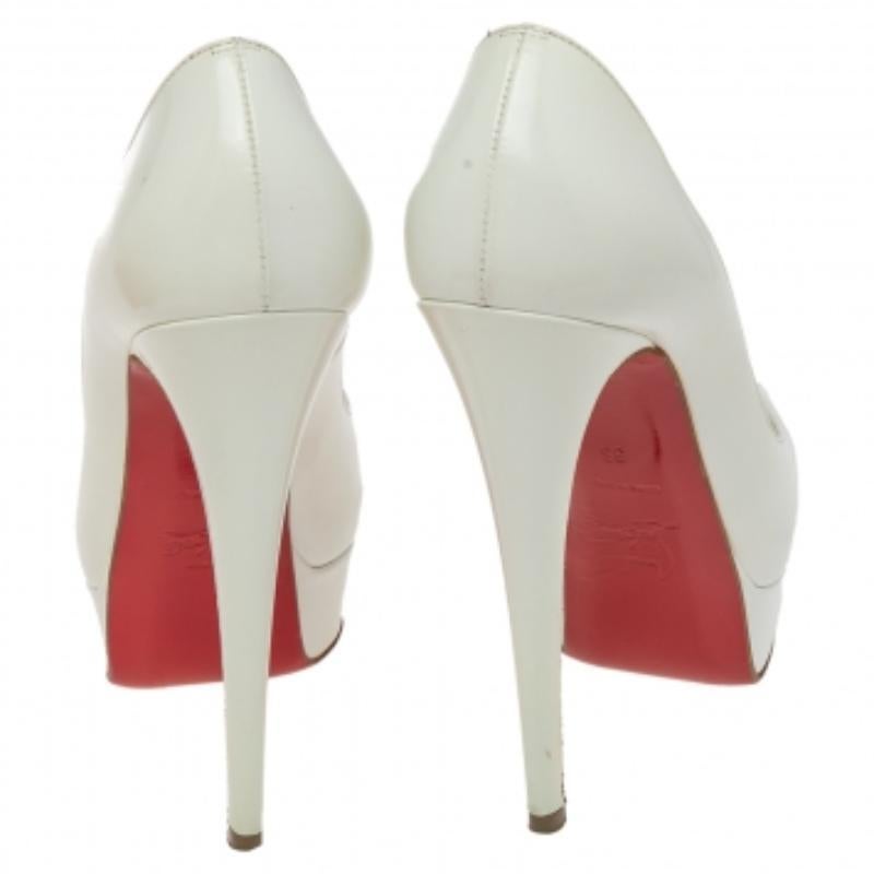 Christian Louboutin Weiße Lady Peep Plateau-Pumps aus Lackleder Größe 35 1