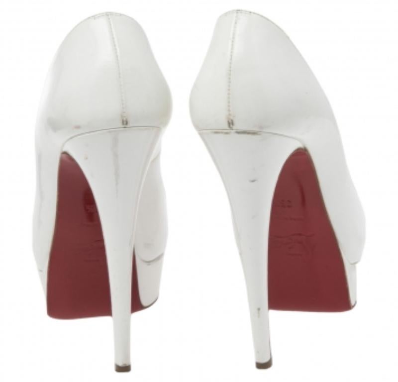 Christian Louboutin White Patent Leather Lady Peep  Pumps Size 35.5 1