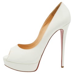 Christian Louboutin Pumps Lady Peep in vernice bianca taglia 41