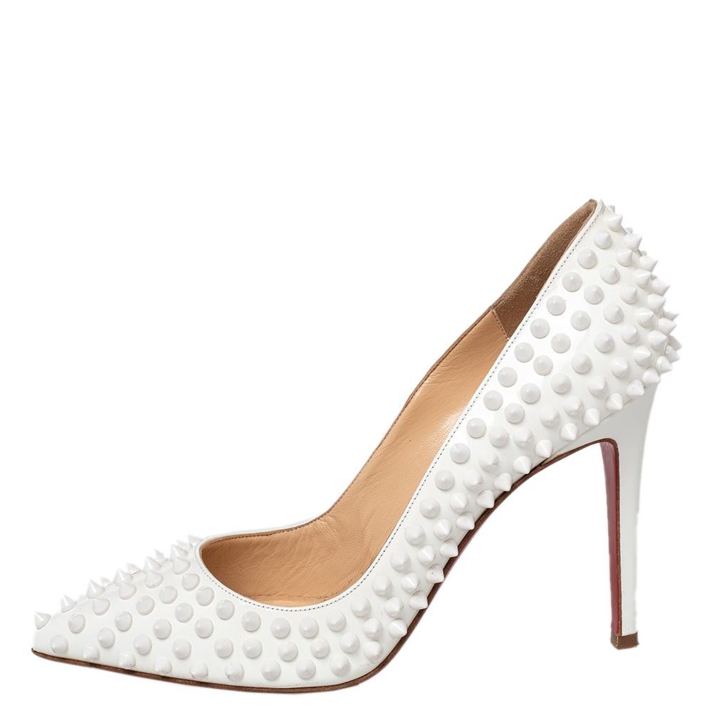 Named after the famous Folies Pigalle nightclub in Paris, this is one of the House’s iconic styles. When we think of stylish shoes, we always think of Christian Louboutin's edgy Pigalle style. They're made from white patent leather and densely