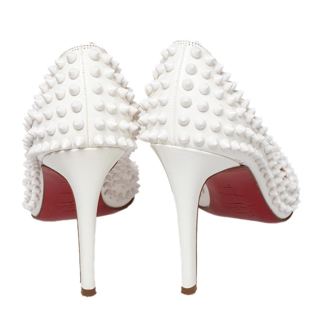 christian louboutin white heels with spikes