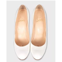 Christian Louboutin White Patent Leather Round-Toe Pumps Sz.39