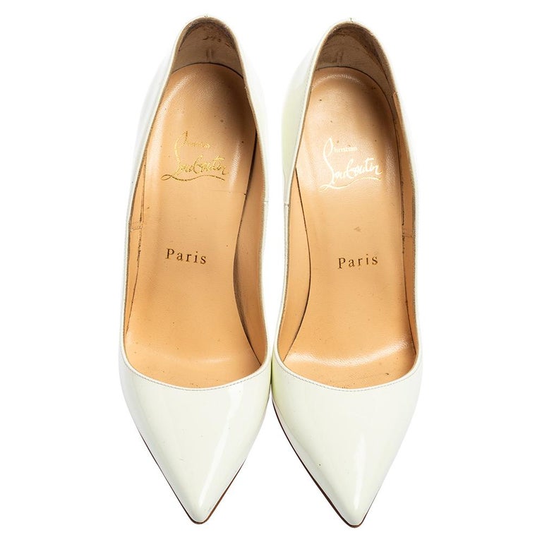 Christian Louboutin White Patent Leather So Kate Pointed-Toe Pumps Size ...