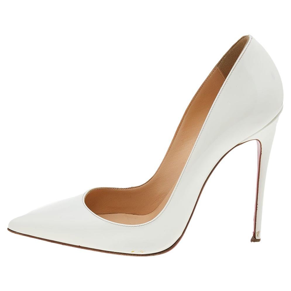 Christian Louboutin White Patent Leather So Kate Pumps Size 36