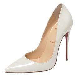 Christian Louboutin White Patent Leather So Kate Pumps Size 37
