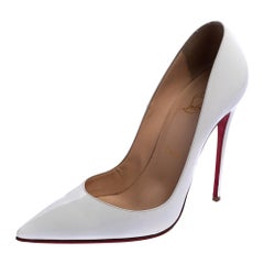 Christian Louboutin White Patent Leather So Kate Pumps Size 38
