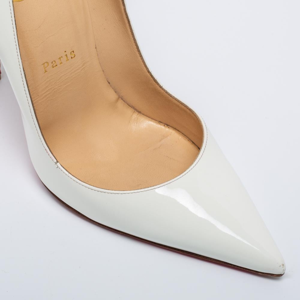 Christian Louboutin White Patent Leather So Kate Pumps Size 39 1