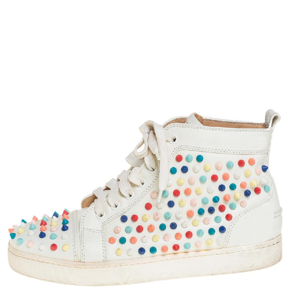 Christian Louboutin White Patent Leather Spikes Sneakers Size 39 1