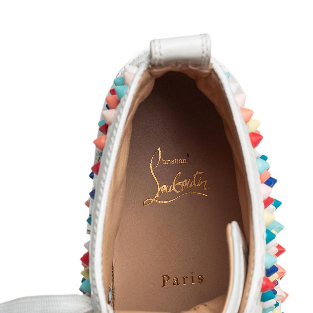 Christian Louboutin White Patent Leather Spikes Sneakers Size 39 2