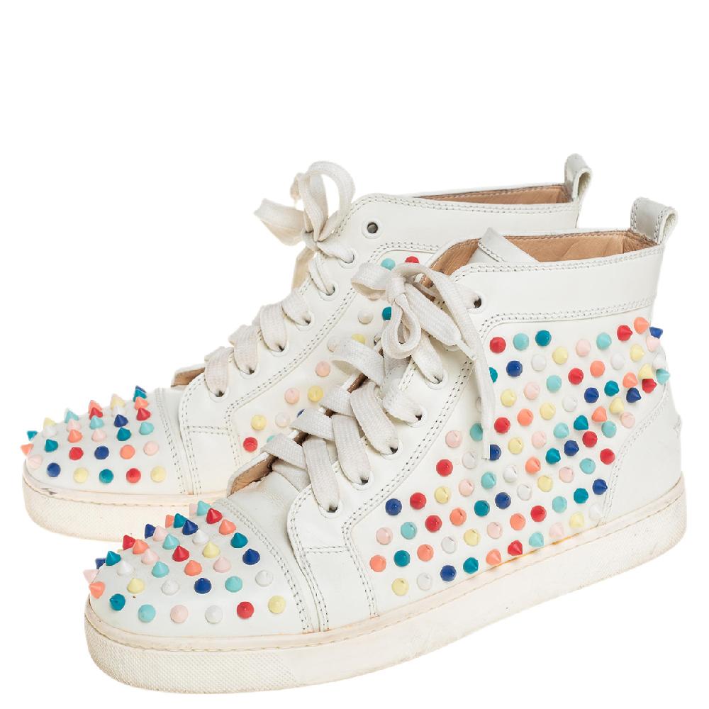 Christian Louboutin White Patent Leather Spikes Sneakers Size 39 3