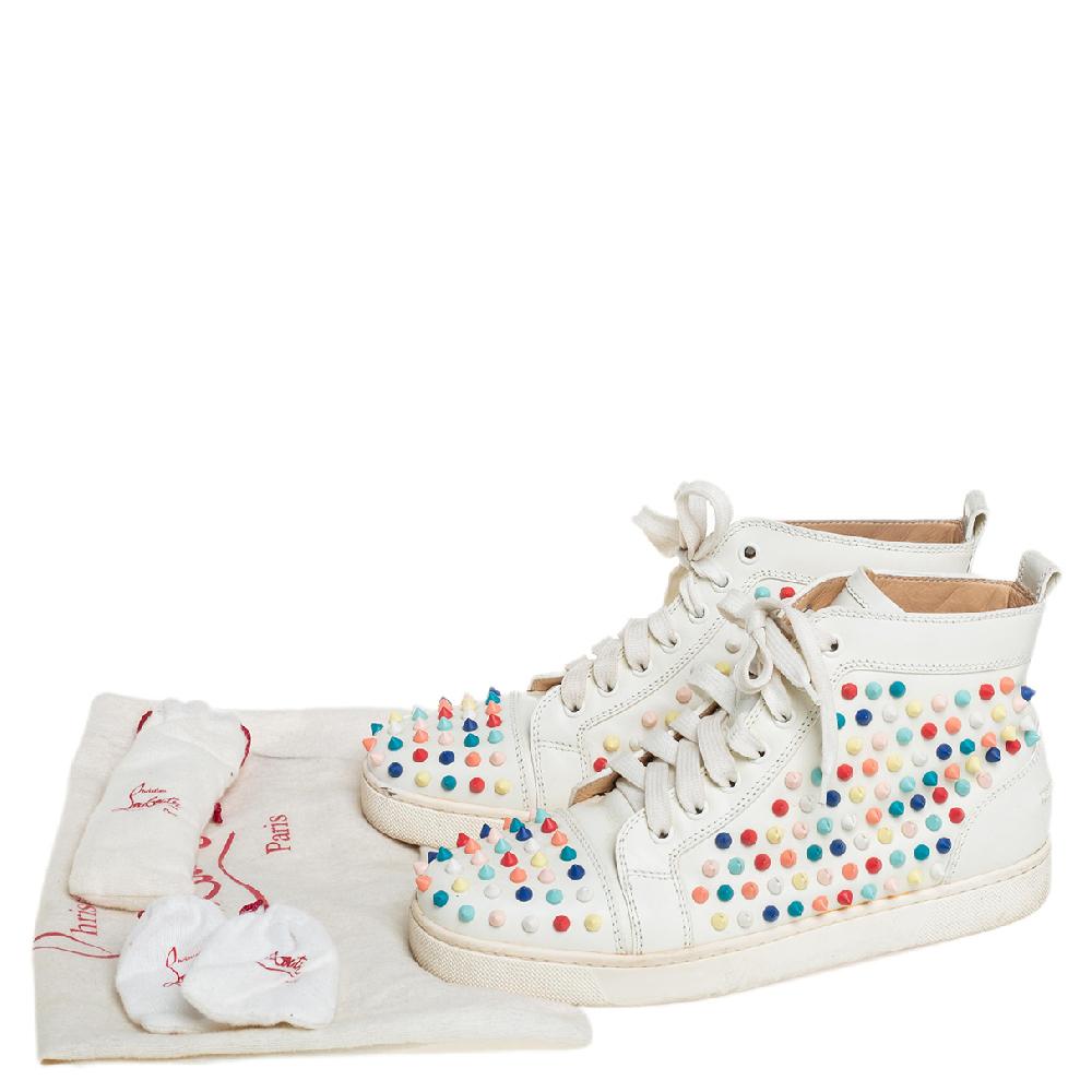 Christian Louboutin White Patent Leather Spikes Sneakers Size 39 4