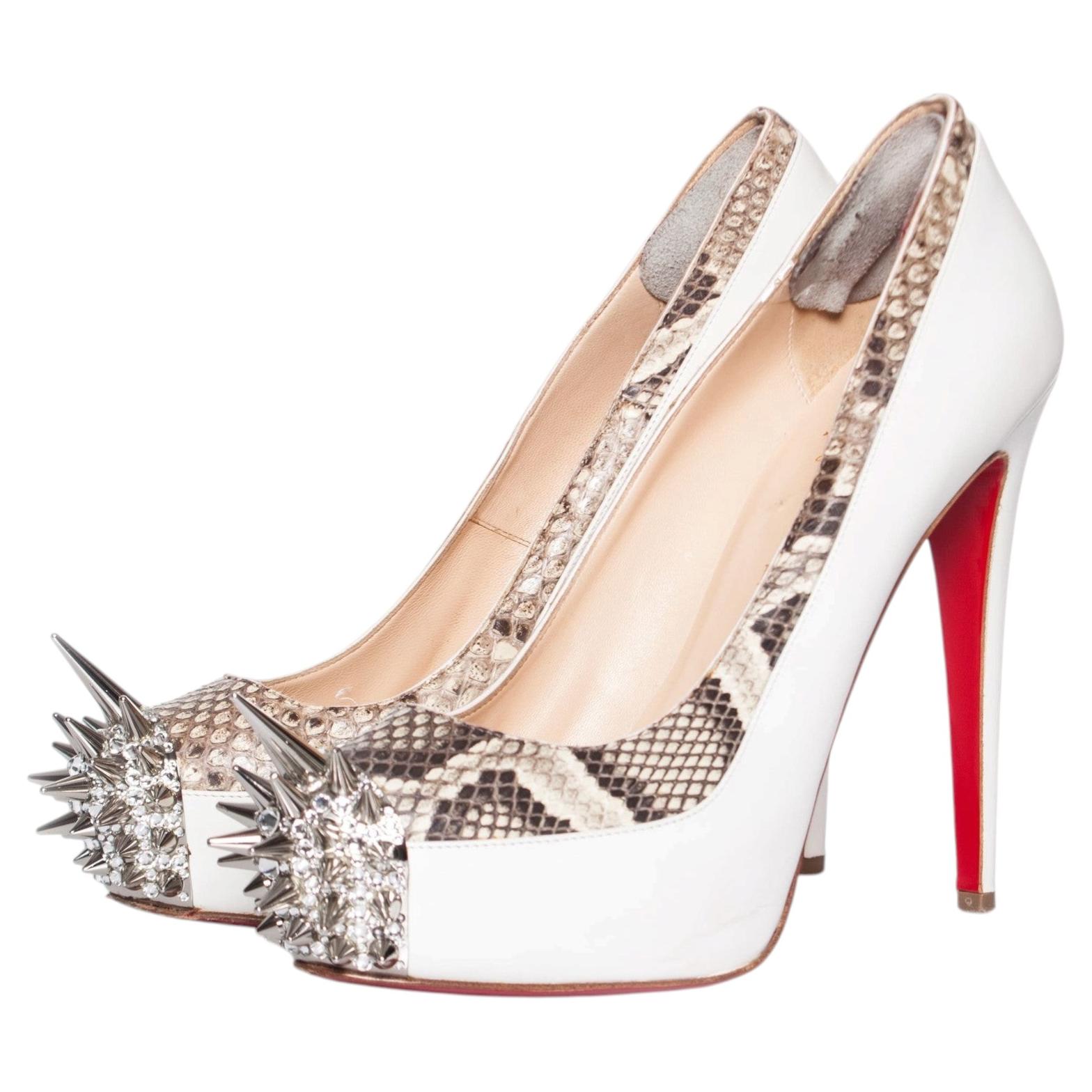 Christian Louboutin, White platform spike pumps For Sale at 1stDibs