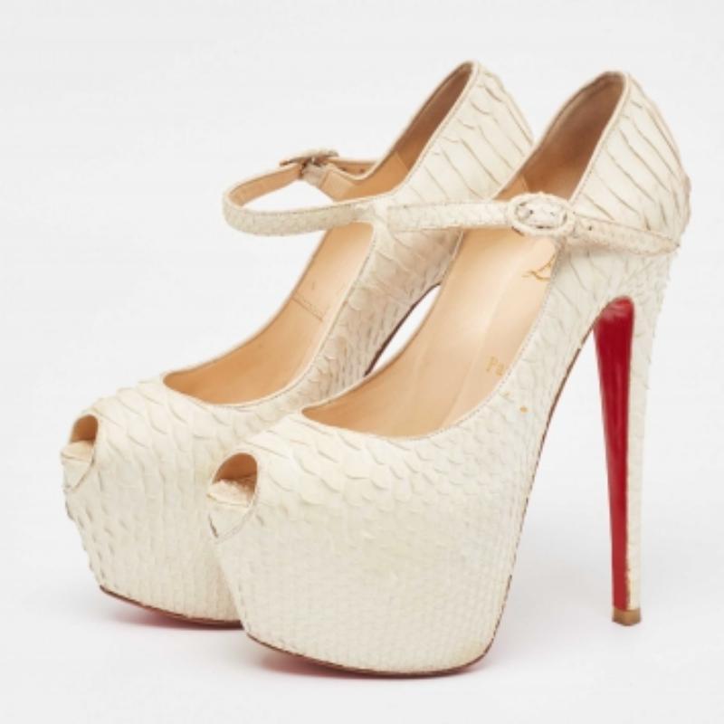 Christian Louboutin Pumps Lady Highness in pitone bianco misura 36,5 in vendita 2