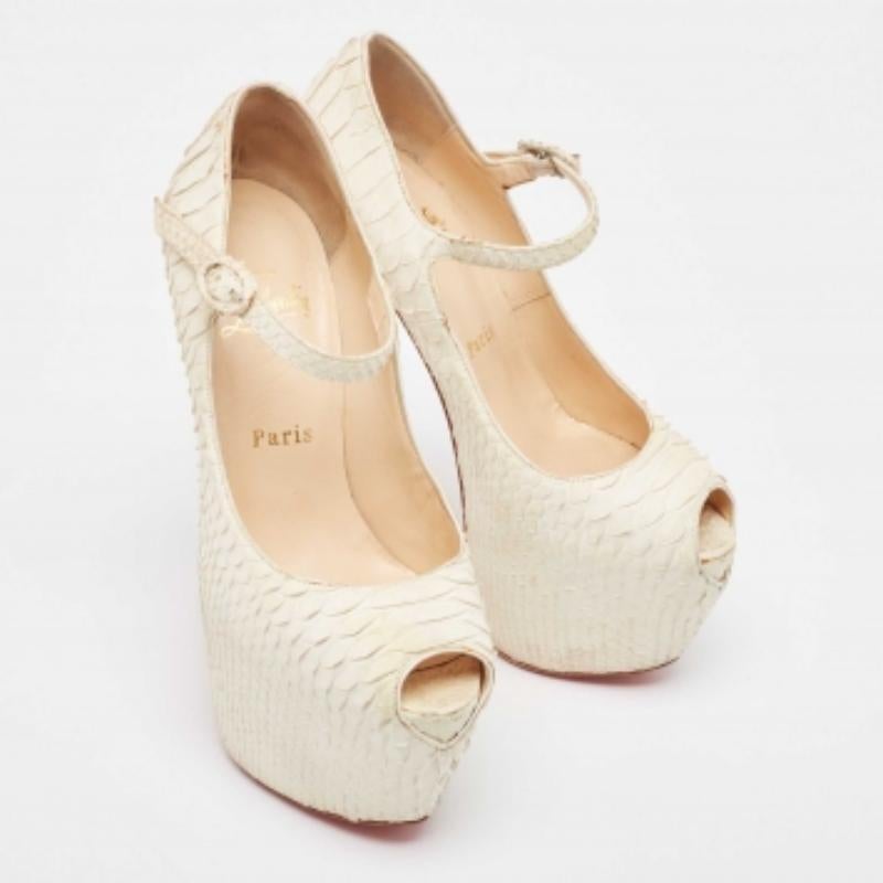 Christian Louboutin Pumps Lady Highness in pitone bianco misura 36,5 in vendita 3