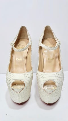 Christian Louboutin White Python Leather Platform Heels