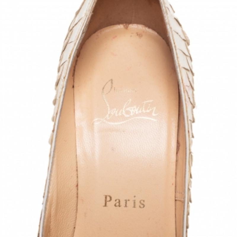 Women's Christian Louboutin White Python So Kate Pointed toe Pumps Size 37