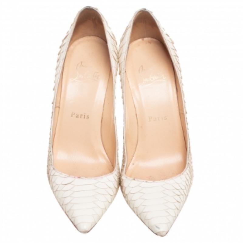 Christian Louboutin White Python So Kate Pointed toe Pumps Size 37 1