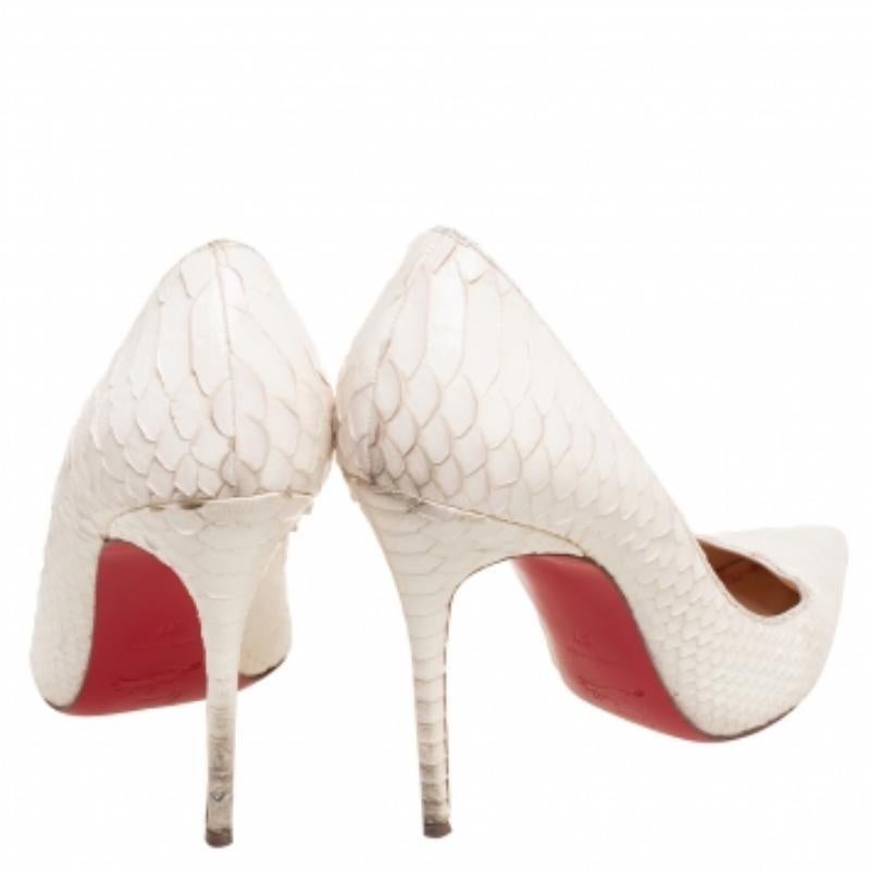 Christian Louboutin White Python So Kate Pointed toe Pumps Size 37 2