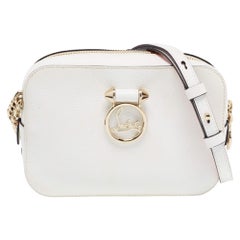 Christian Louboutin White/Red Leather Mini Rubylou Crossbody Bag