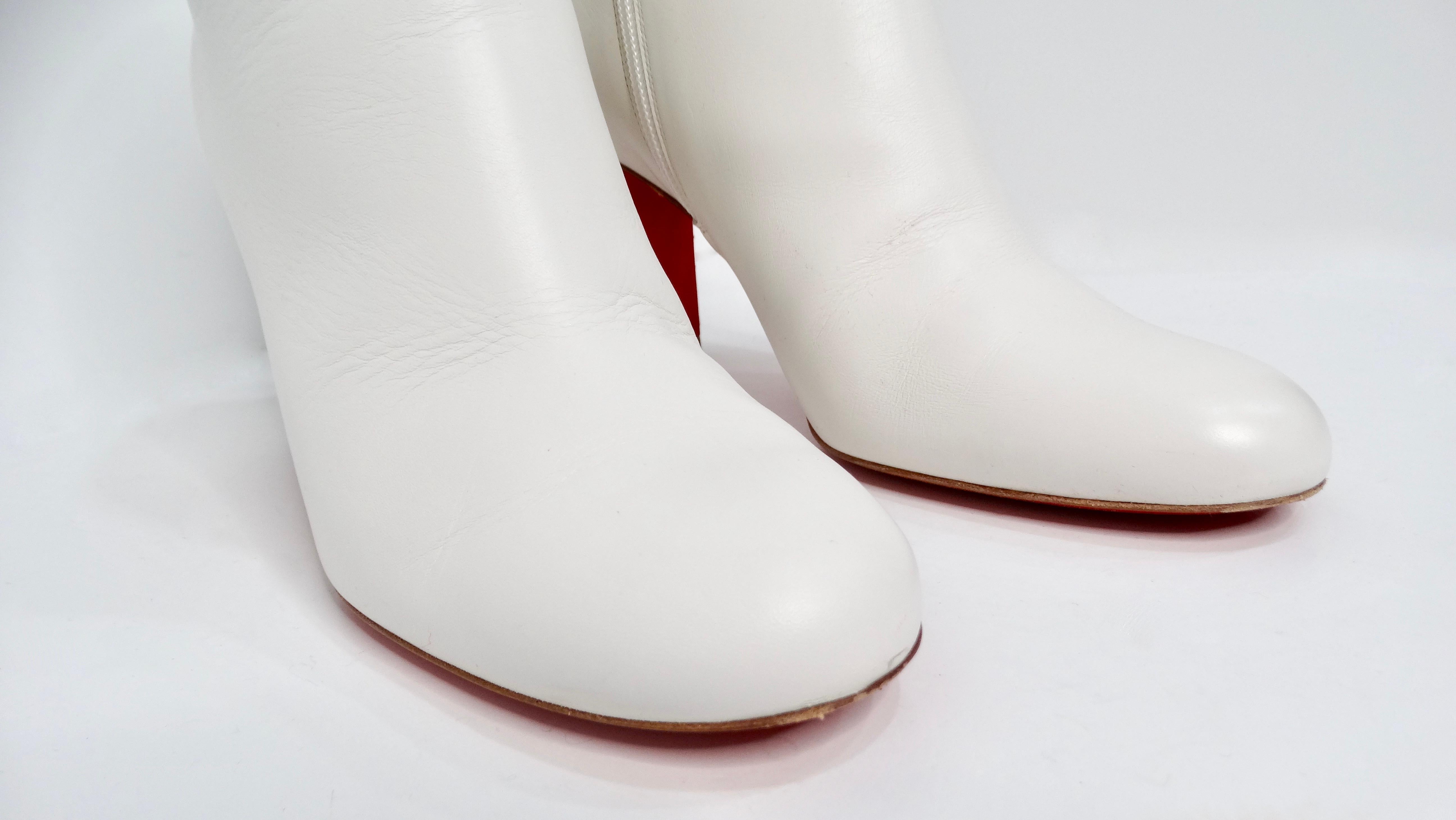 Gray Christian Louboutin White Suzi Folk Smooth Calfskin Ankle Boots For Sale