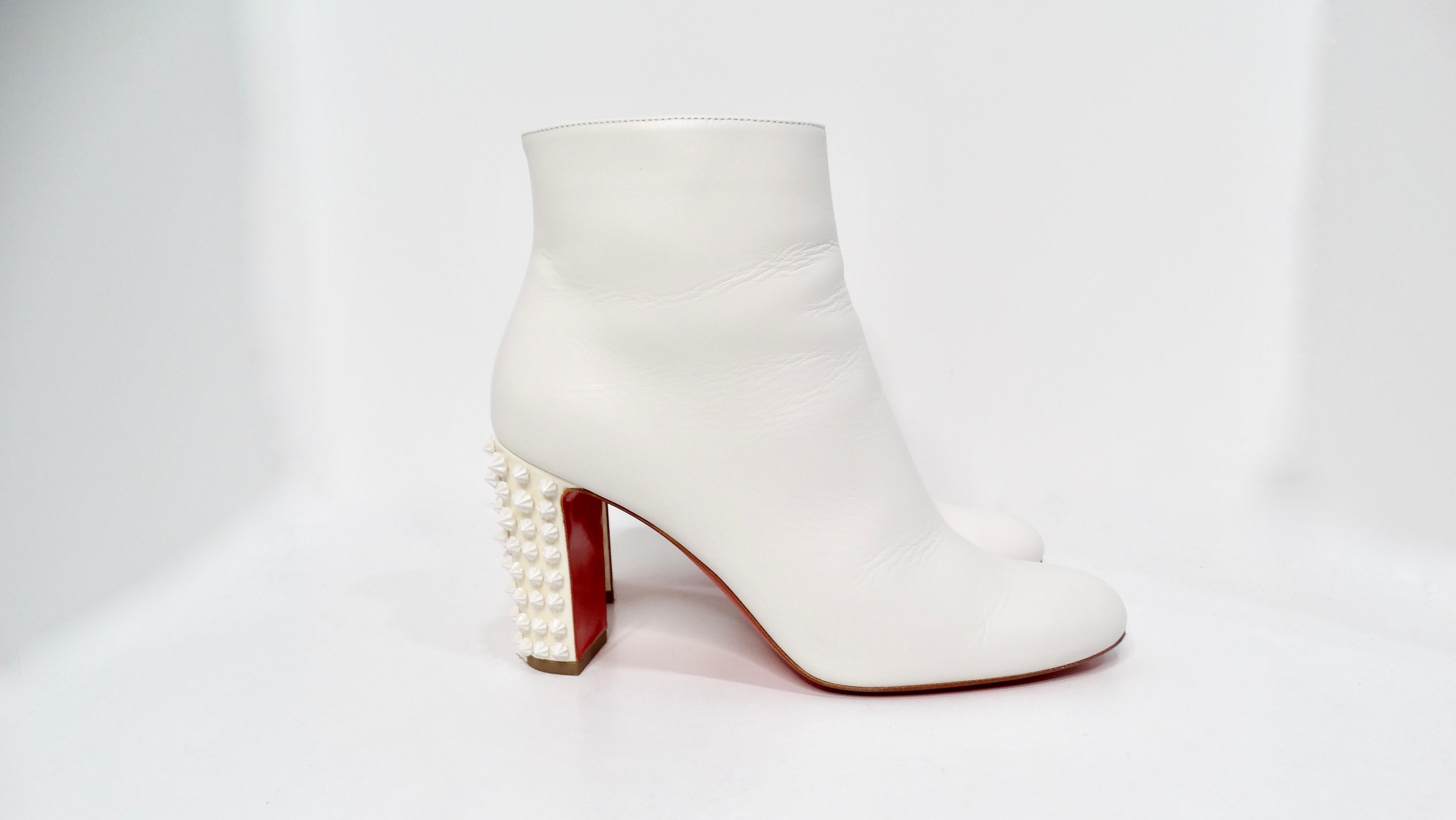Women's Christian Louboutin White Suzi Folk Smooth Calfskin Ankle Boots For Sale
