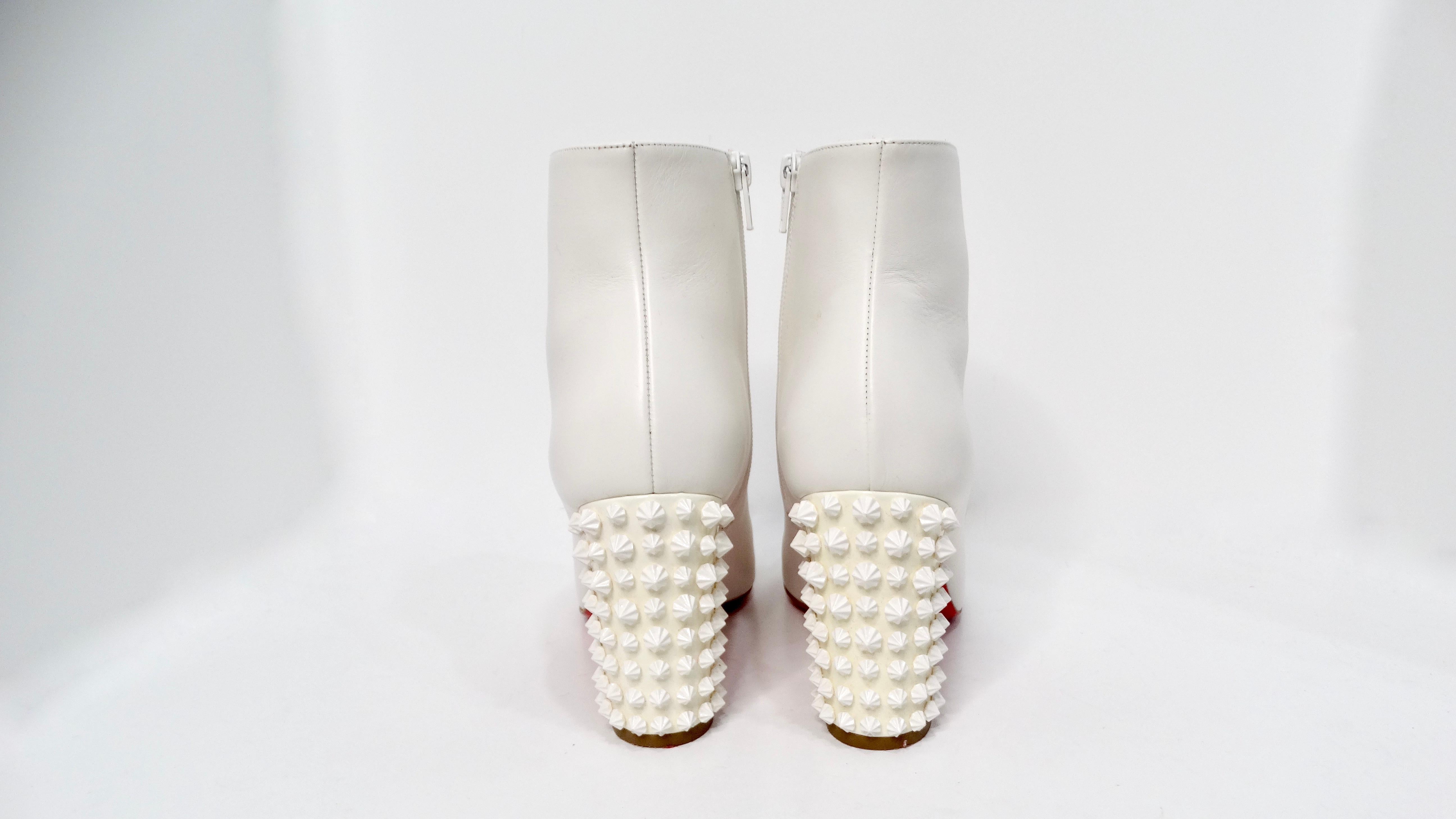 Christian Louboutin White Suzi Folk Smooth Calfskin Ankle Boots For Sale 1