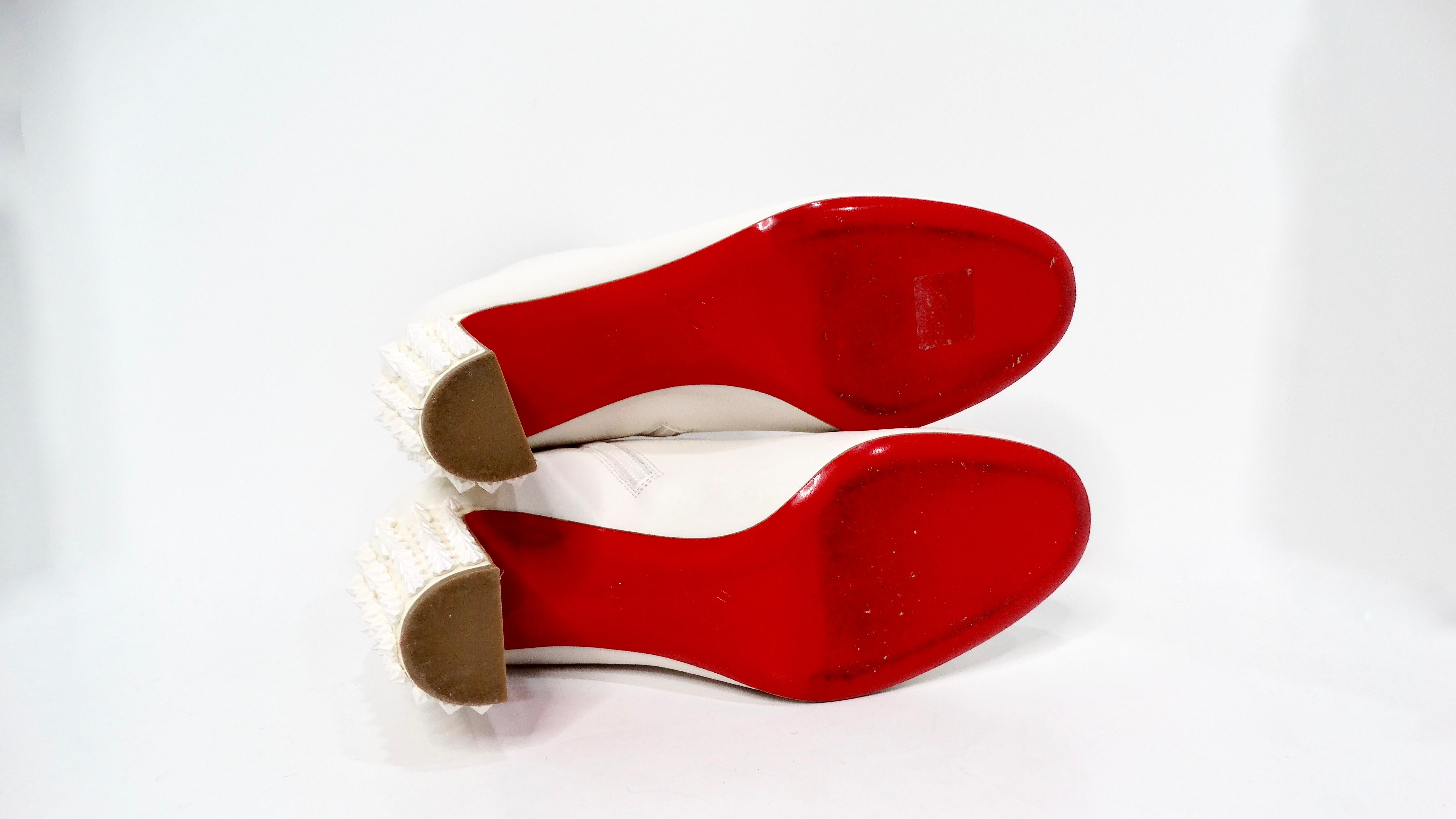 Christian Louboutin White Suzi Folk Smooth Calfskin Ankle Boots For Sale 4