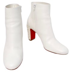 Christian Louboutin White Suzi Folk Smooth Calfskin Ankle Boots
