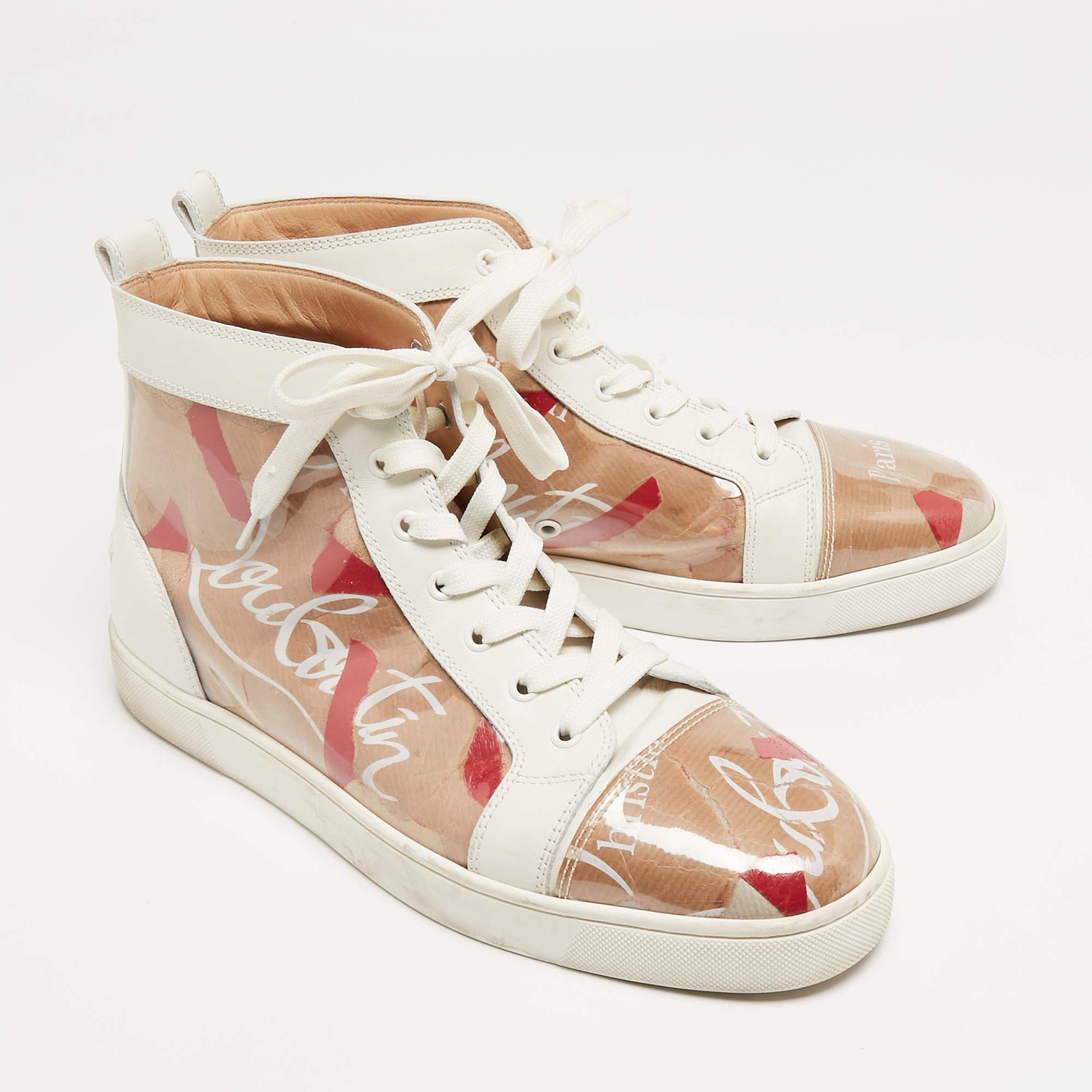 Men's Christian Louboutin White/Transparent PVC and Leather Louis Orlato High Top 