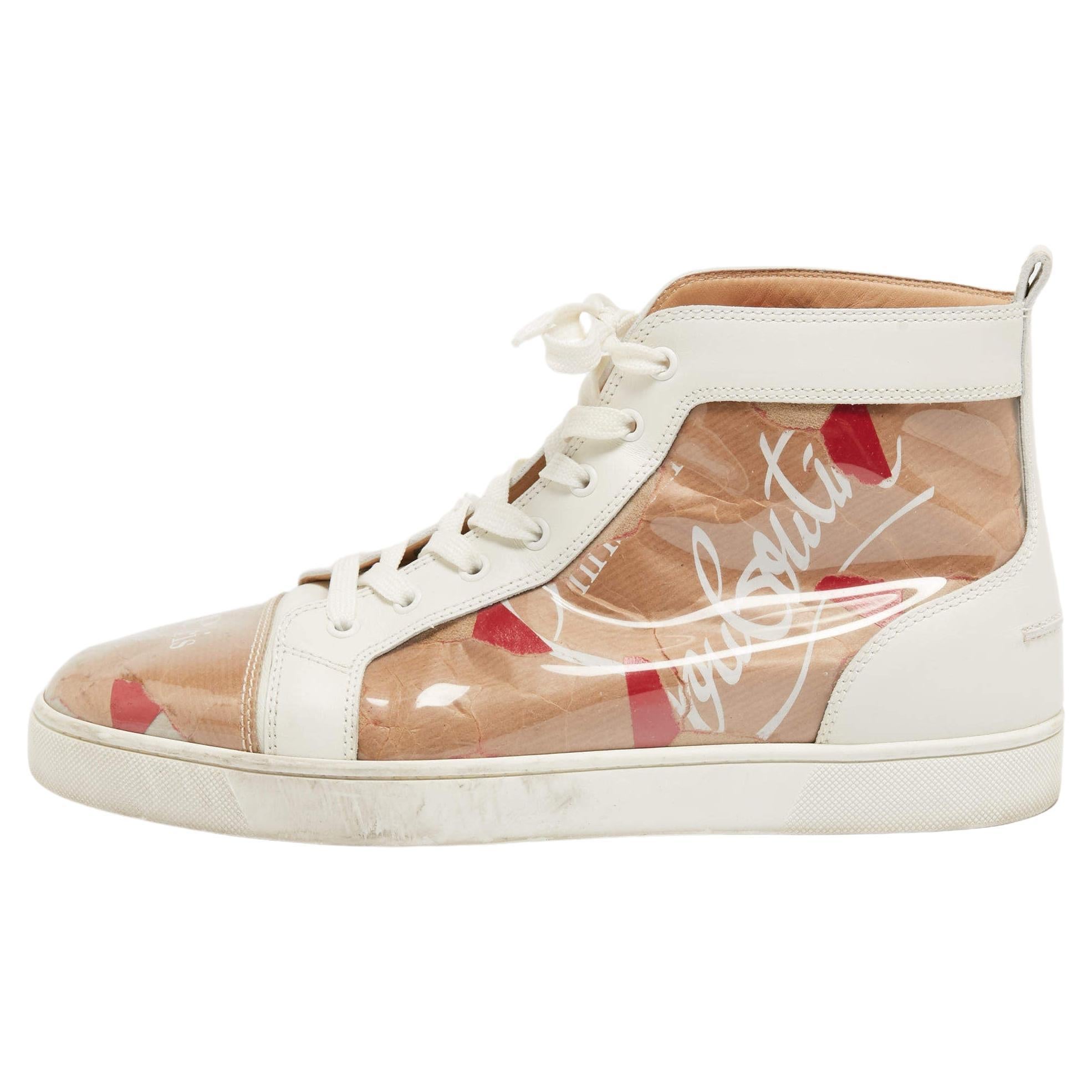 Christian Louboutin White/Transparent PVC and Leather Louis Orlato High Top 