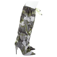 CHRISTIAN LOUBOUTIN Wind Botta 100 green camo nylon heel boots EU38