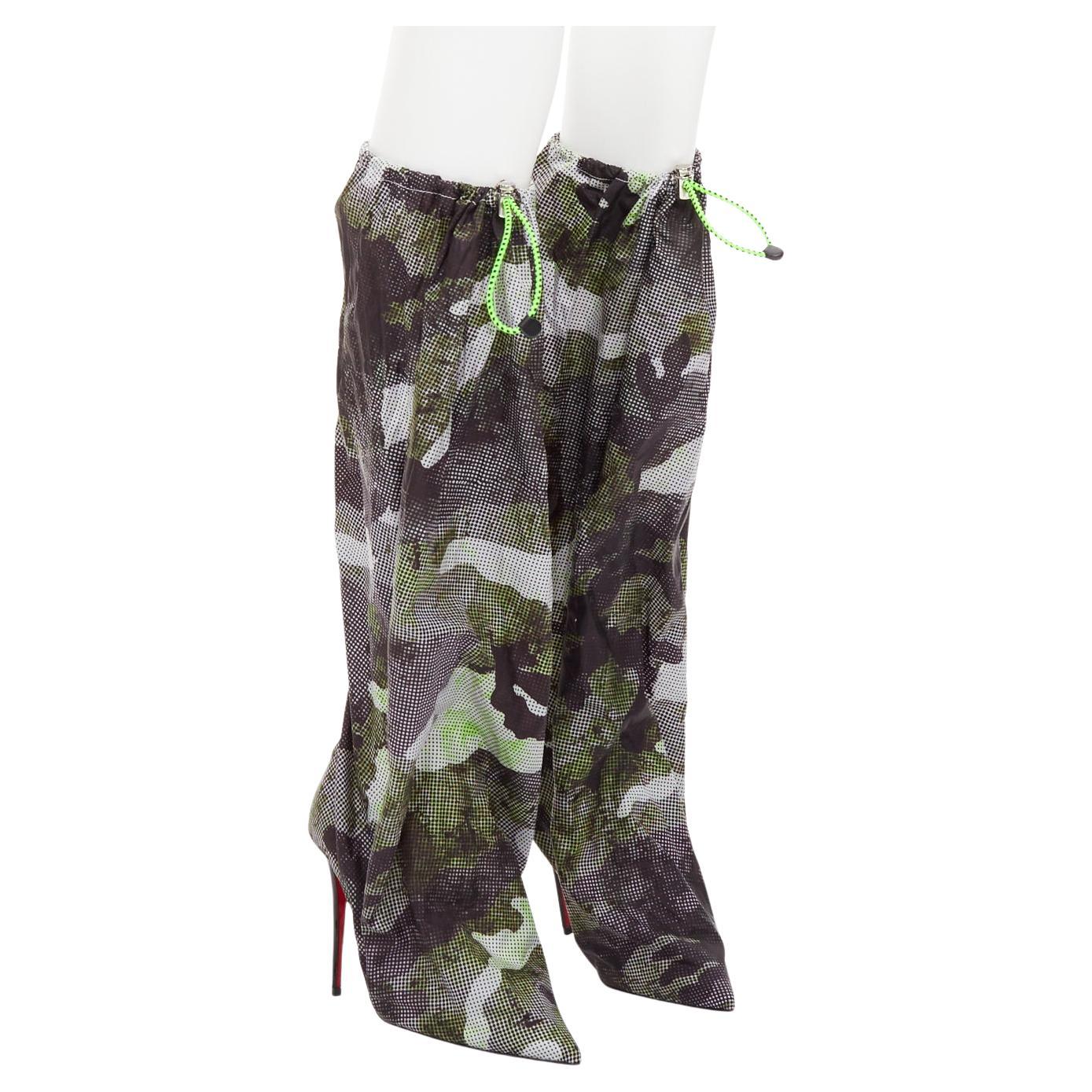 CHRISTIAN LOUBOUTIN Wind Botta 100 botas de tacón de nailon verde camuflaje EU38 en venta