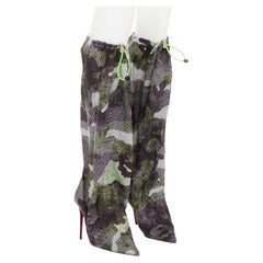 CHRISTIAN LOUBOUTIN Wind Botta 100 botas de tacón de nailon verde camuflaje EU38
