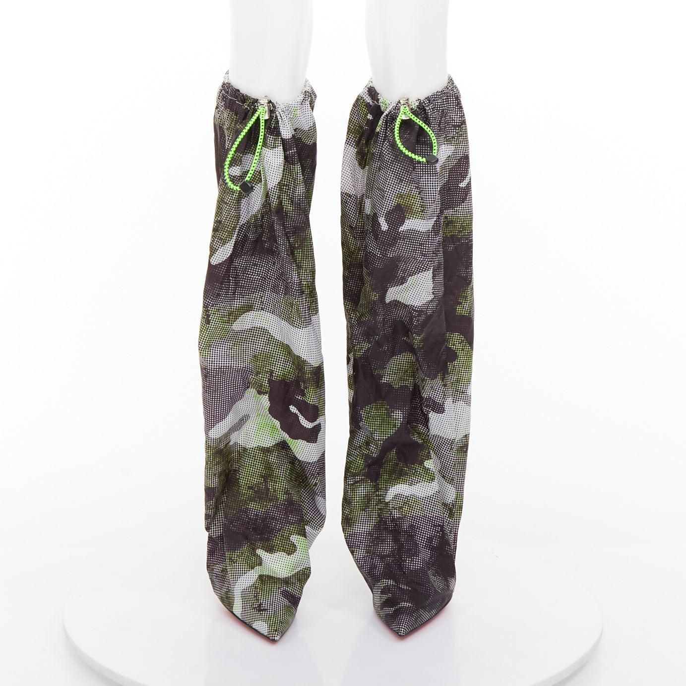 CHRISTIAN LOUBOUTIN Wind Botta 100 botas de tacón de nailon verde camuflaje EU39 Negro en venta