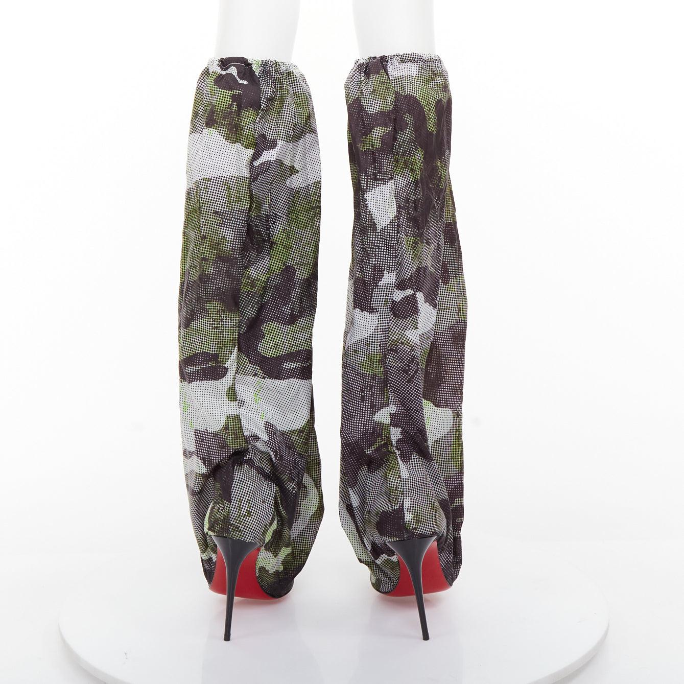 De las mujeres CHRISTIAN LOUBOUTIN Wind Botta 100 botas de tacón de nailon verde camuflaje EU39 en venta