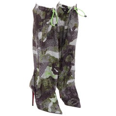 CHRISTIAN LOUBOUTIN Wind Botta 100 botas de tacón de nailon verde camuflaje EU39