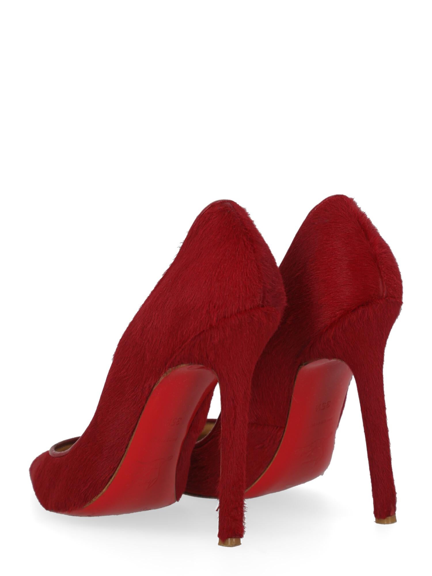 Women's Christian Louboutin Woman Pumps Red Leather IT 35.5 For Sale