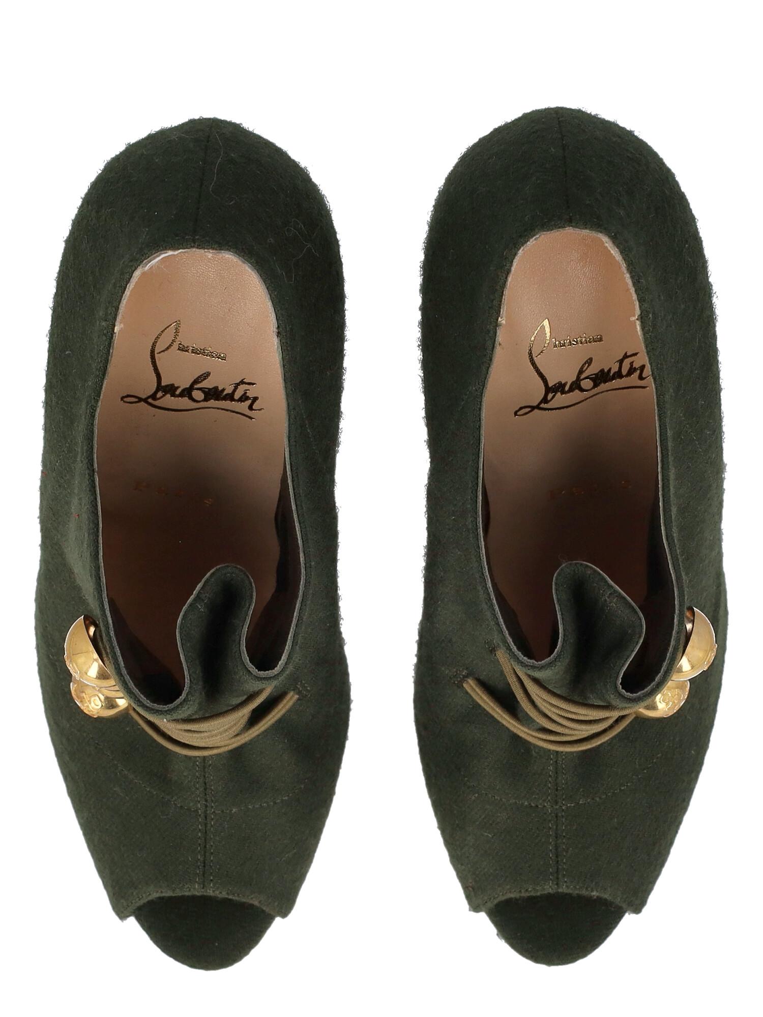 Black Christian Louboutin Women Ankle boots Green Fabric EU 39 For Sale