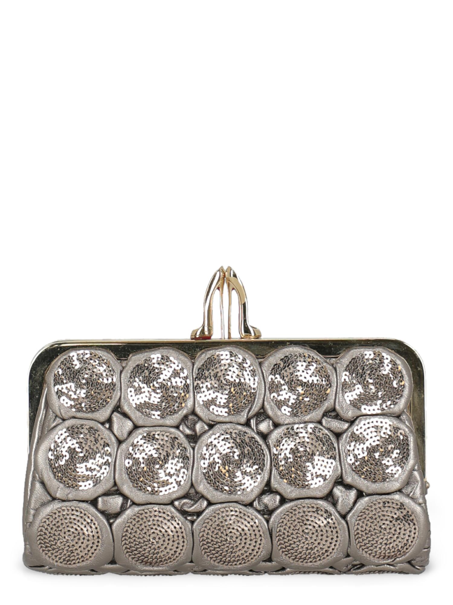 Women's Christian Louboutin Women Handbags Silver Leather  For Sale