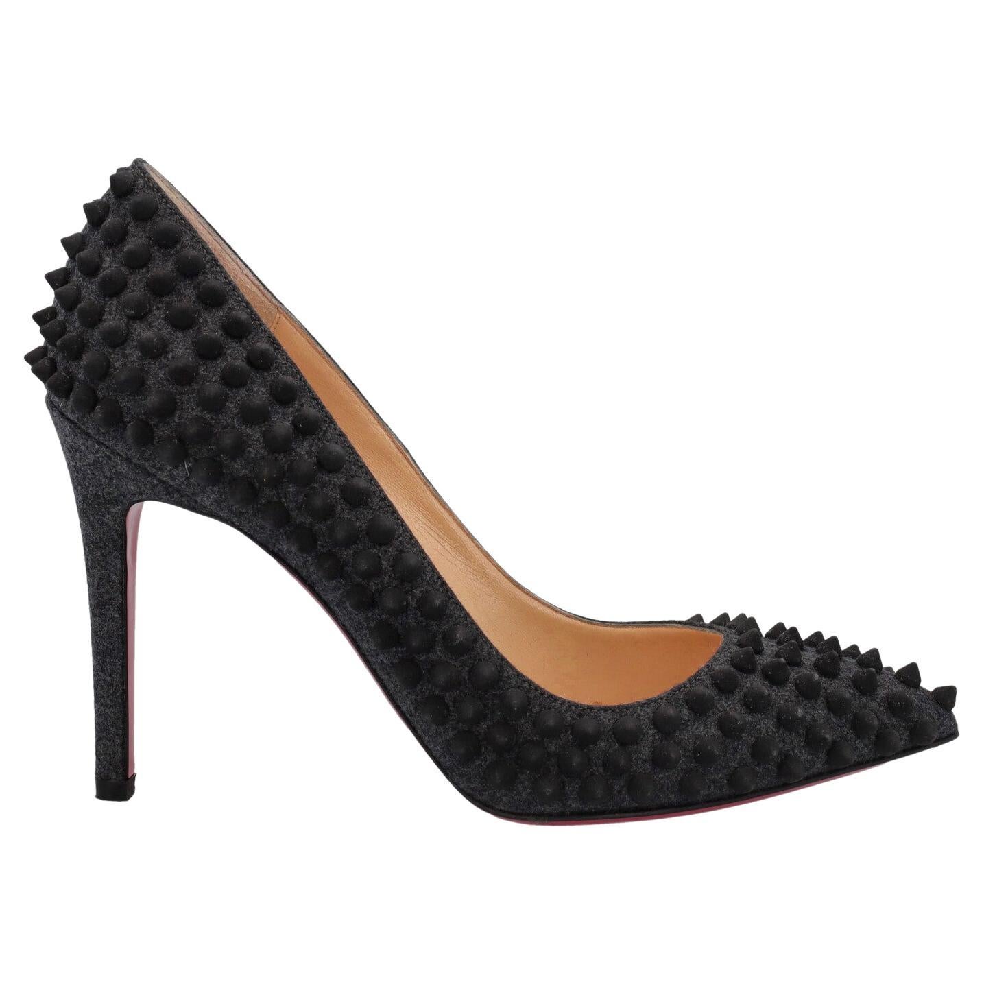 Christian Women Pumps Grey Fabric 36.5 For Sale at