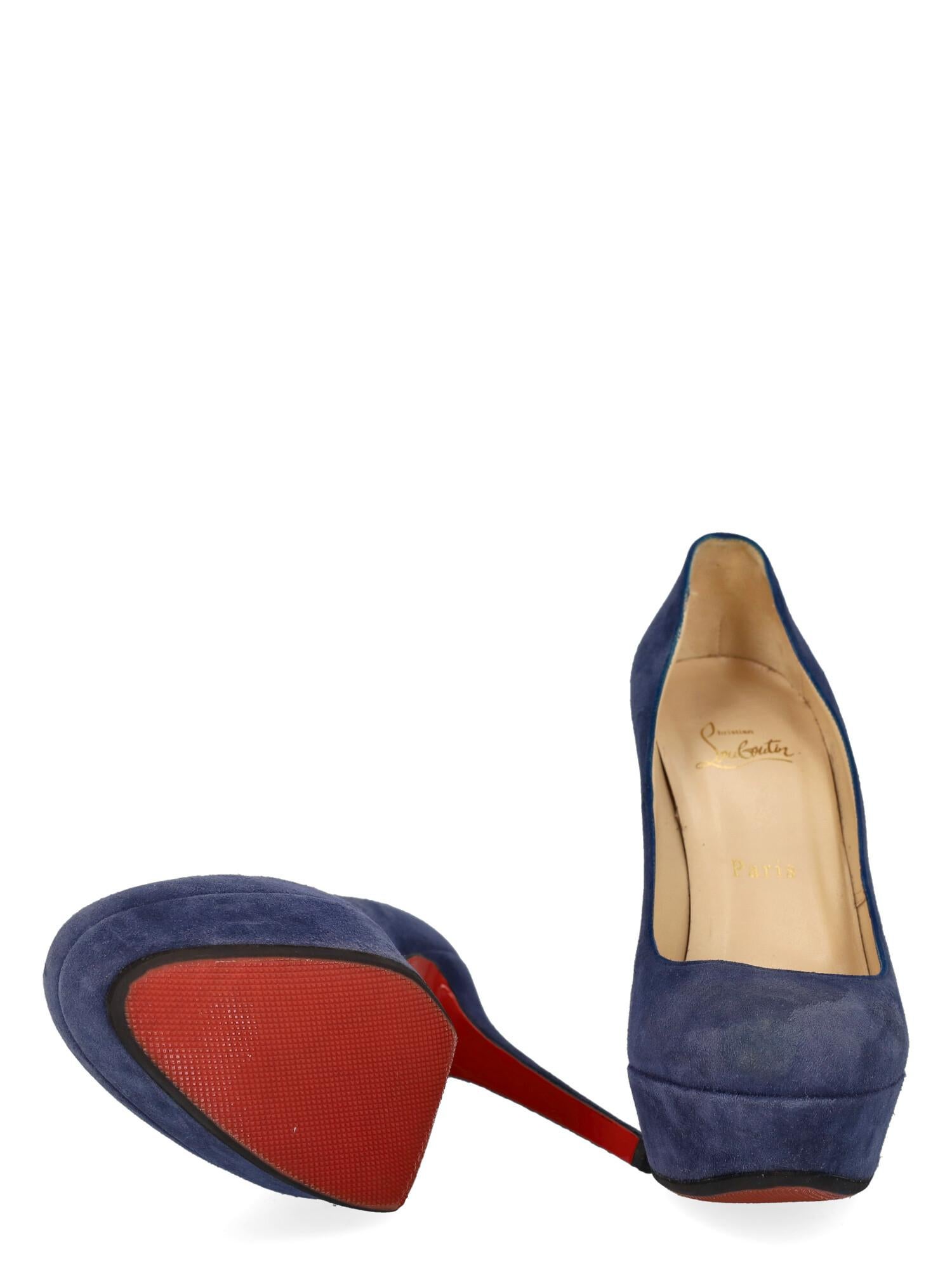 Christian Louboutin Women Pumps Navy Leather EU 38.5 In Good Condition For Sale In Milan, IT