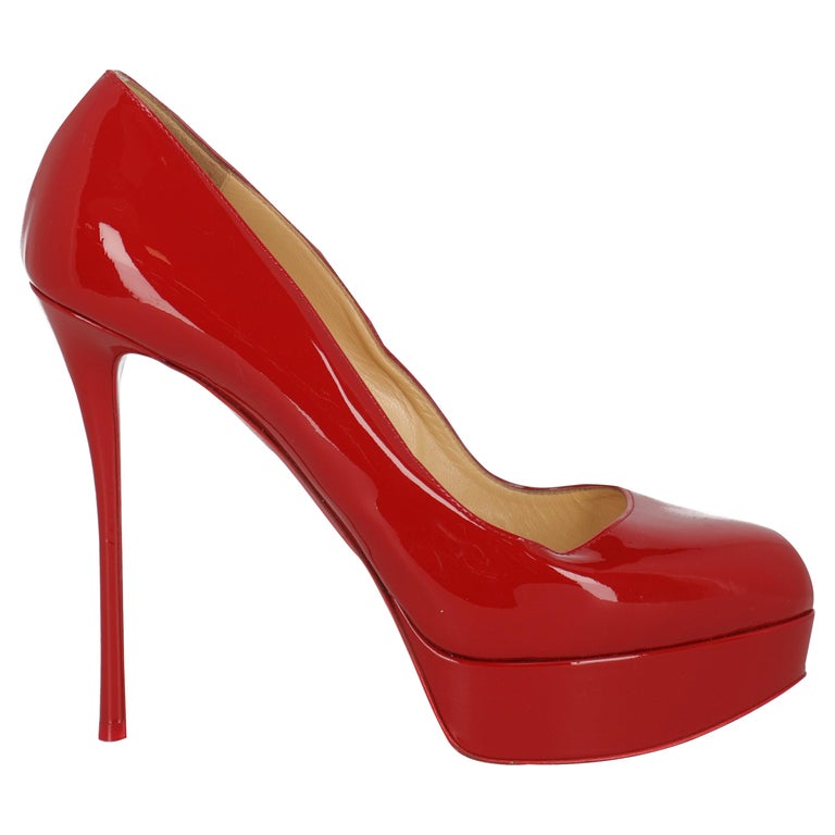 Louboutin Women Pumps Red Leather IT 39.5 For Sale at 1stDibs