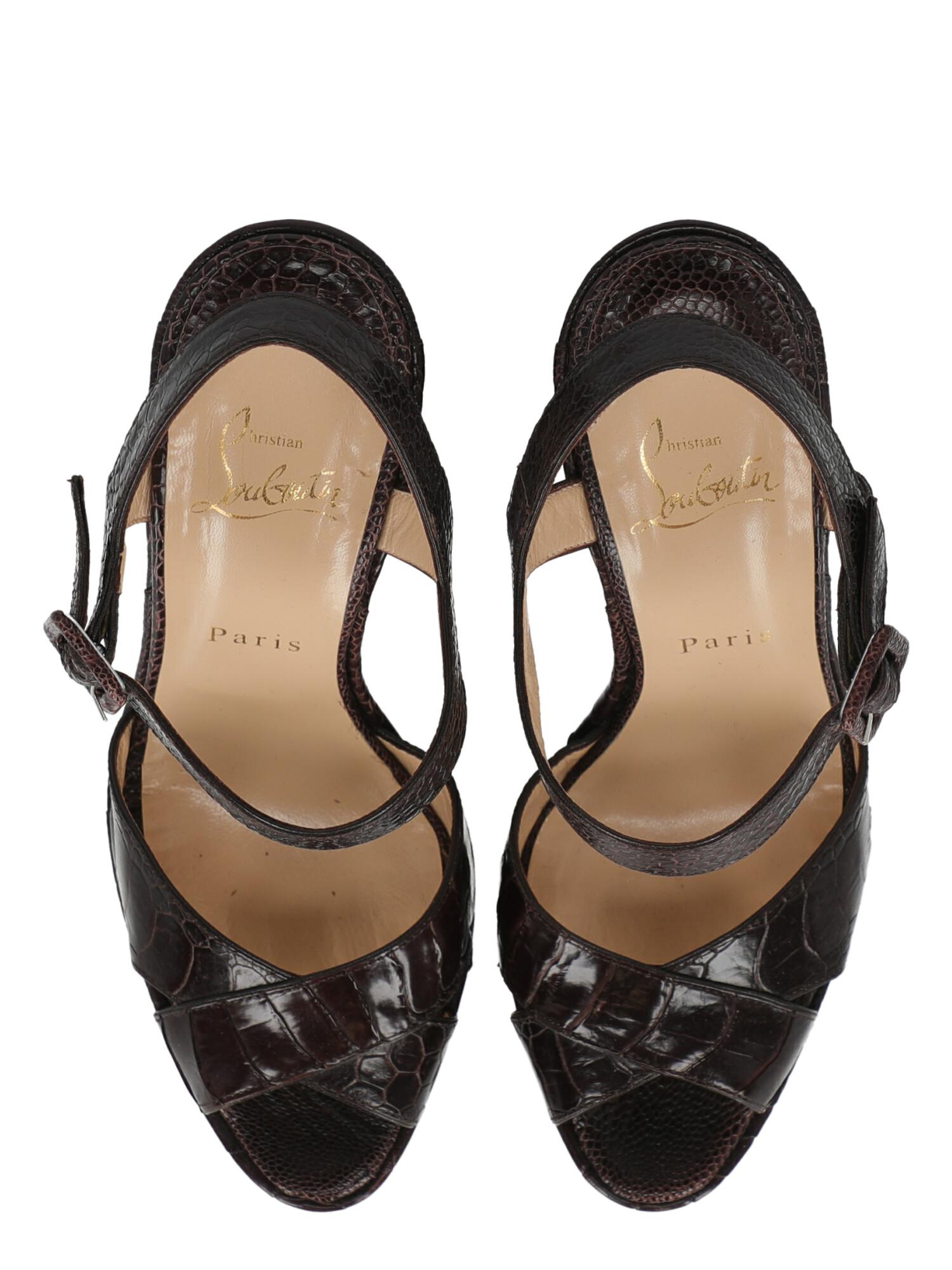 Women's Christian Louboutin Women Sandals Brown Leather EU 37.5 For Sale